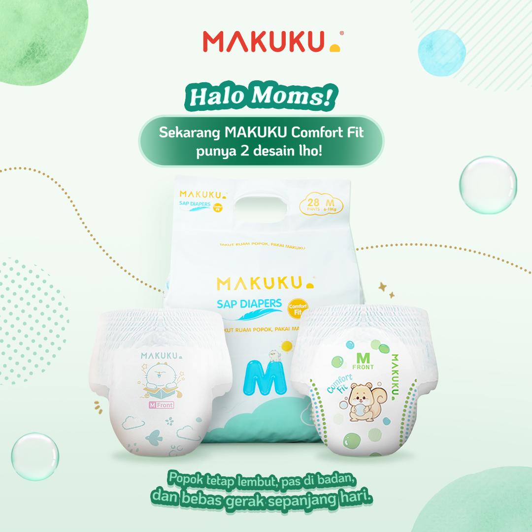 [2 PACK] Makuku SAP Diapers Comfort Fit 3.0 Kemasan Extra Jumbo +4 Pack Celana / Pants Popok Bayi M62+4 / L54+4 / XL44+4