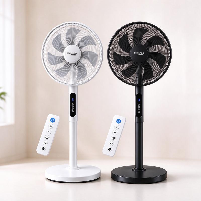 Quạt Đứng Điện 45W Màn Hình Màu Hiển Thị Đồng Hồ, 8 Tốc Độ Gió, Đảo Gió 90°, Điều Khiển Từ Xa, Quạt Làm Mát Cho Phòng Ngủ, Văn Phòng, Gia Đình