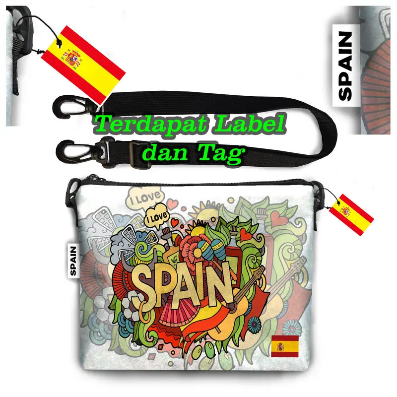 SLING BAG SPAIN TAS SELEMPANG OLEH OLEH LUAR NEGERI READY BERBAGAI MOTIF SB 002 3
