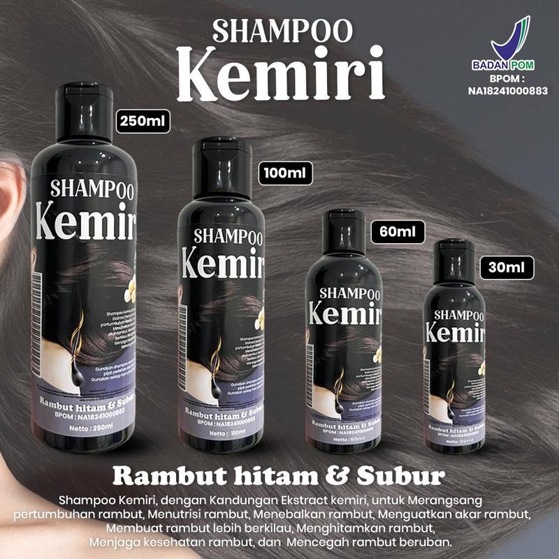 Shampo Kemiri Hitam 60 ml - Shampo Penghitam Rambut Shampo Pemanjang Rambut Menebalkan Rambut Anti Ketombe Kemiri Bakar Hitam 0