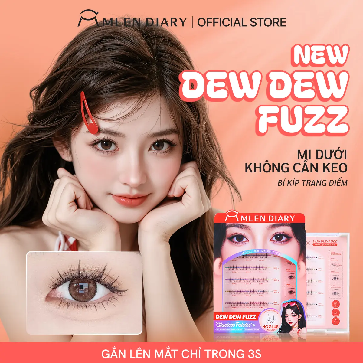 Mlen Diary - Mi DewDewFuzz – Mi dưới sẵn keo, Mi Tự Dính, Mi cụm, Mi Dưới Tự Nhiên, Mi Dưới Không Cần Keo, Mi Long Lanh, Đáng Yêu, Mi Nhẹ Mượt, Có Thể Tái Sử Dụng Nhiều Lần - Blingbaby series