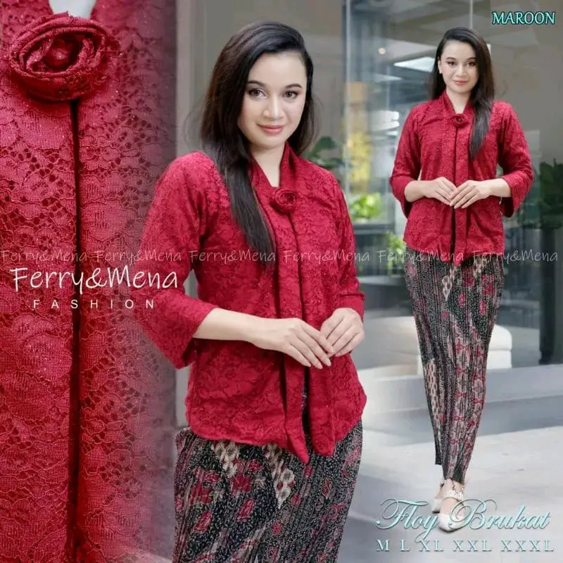Atasan Kebaya Brokat Modern Floy Kartini Lengan 7/8 Baju Kondangan Simpel Elegan 5