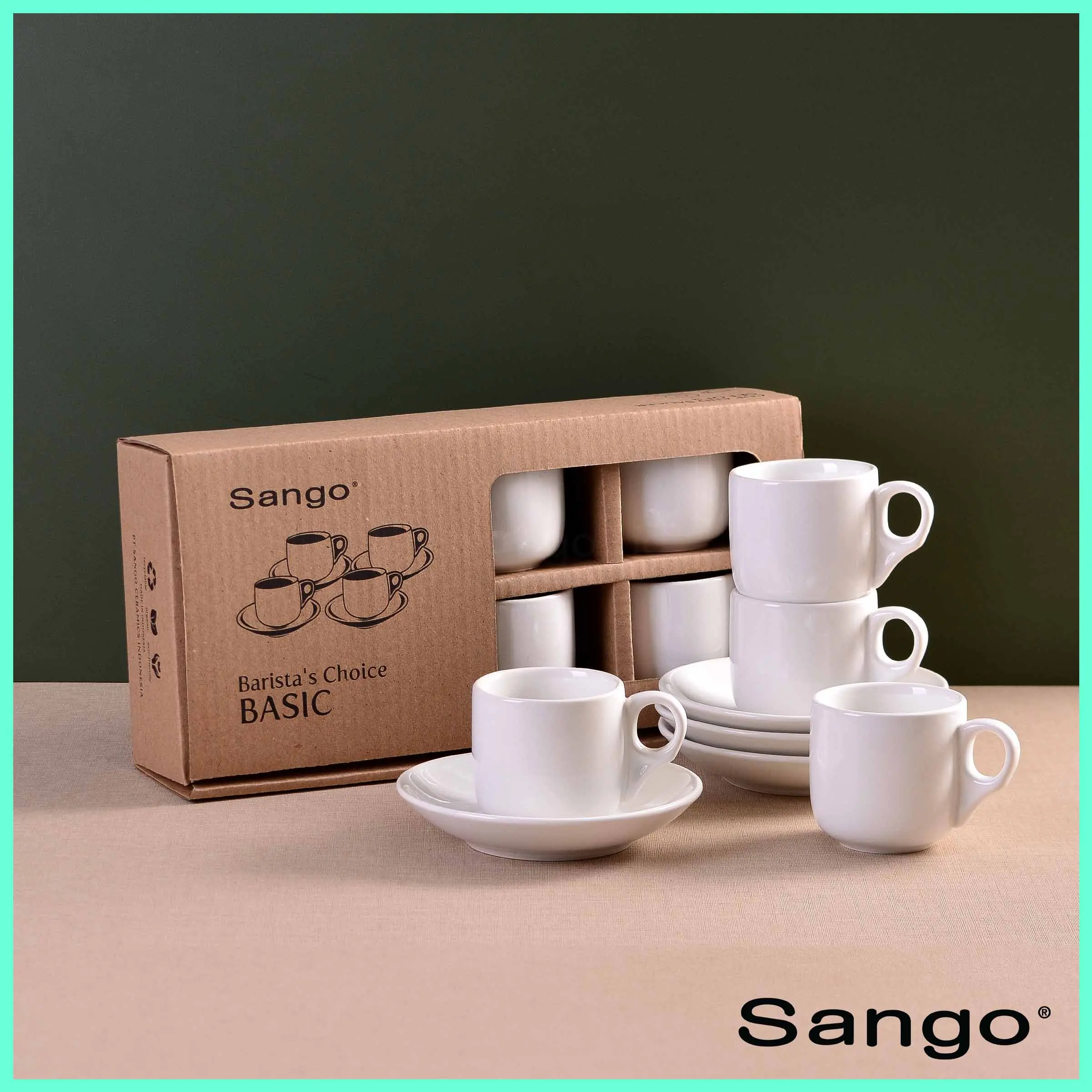 SANGO Barista's Choice Basic Cafe Set White (Isi 8) - Hampers