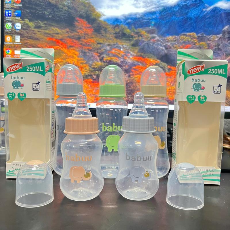 Bình sữa babuu baby cổ hẹp chất liệu nhựa pp dung tích 125ml-50ml công dung bảo quản sữa cho bé dạng chai có nắp đậy nhiều màu