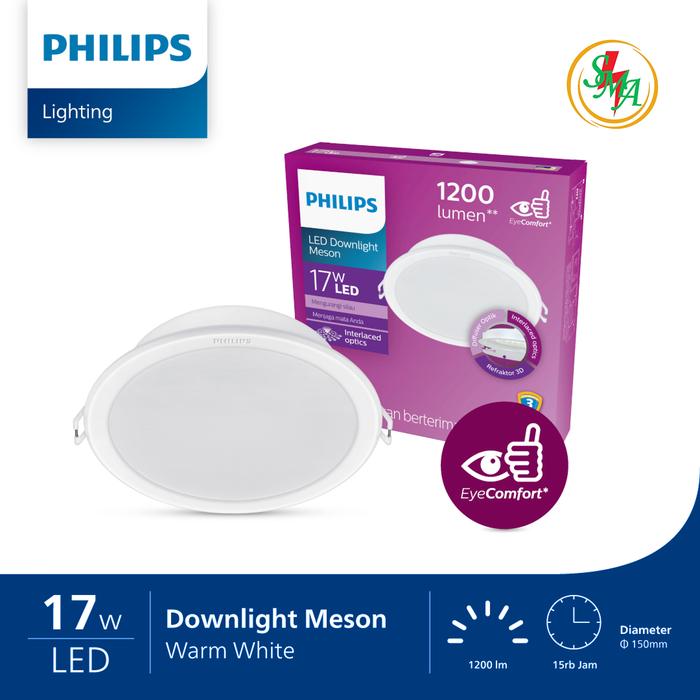Jual Lampu Plafon Philips 17 Watt 17W LED Downlight Meson Bulat Inbow ...