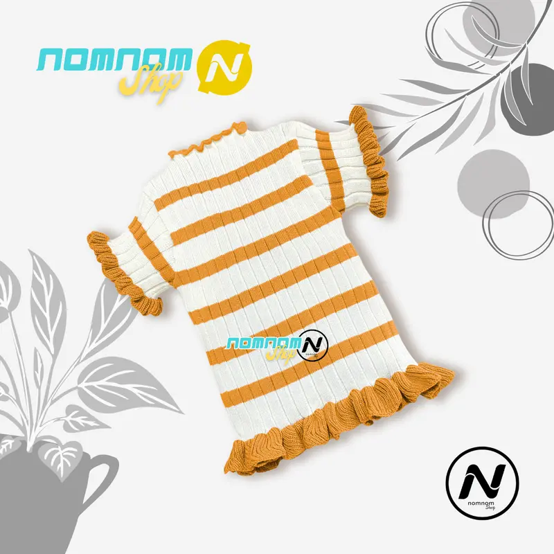 AUDRIS CURLY STRIPE - Atasan baju rajut anak Perempuan lengan pendek Korea kids Fashion 4