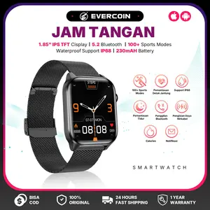 EVERCOIN T12 Jam Tangan Pintar Layar HD 1,83 Inci! Bisa Monitor Jantung & Tekanan Darah, 14 Mode Olahraga, IP67 Anti Air, Cas Magnet - Baterai Awet 5-7 Hari!