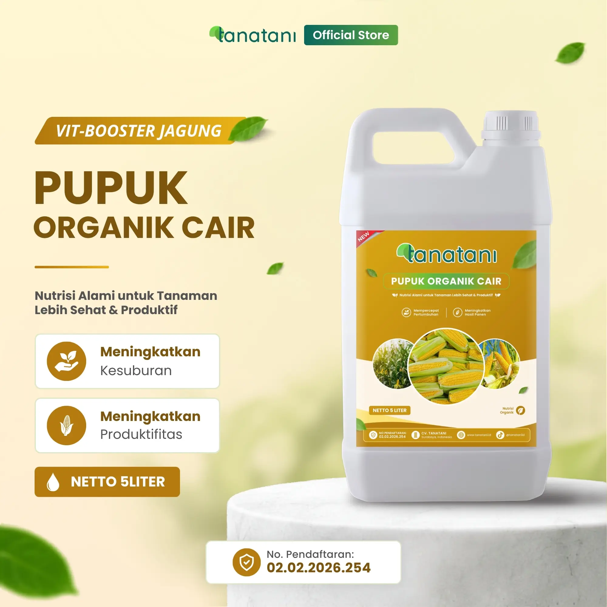 Tanatani Vit-Booster Jagung 5 Liter - Pupuk Organik Cair dan ZPT Khusus Tanaman Jagung - Mempercepat Pertumbuhan dan Pelebat Tanaman Jagung