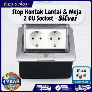 Stop Kontak Lantai Tanam Pop Up Soft Touch Floor Socket 2 Pin 1 Lubang Stainless Steel