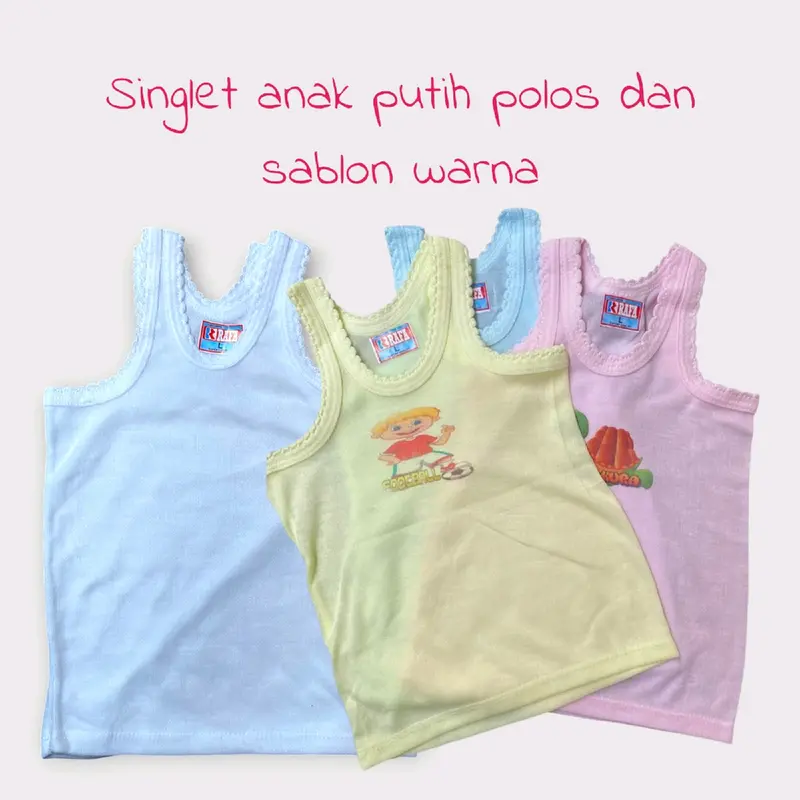 Singlet anak putih polos dan sablon warna usia 1-5 tahun unisex Fashion singlet anak laki laki Perempuan 0