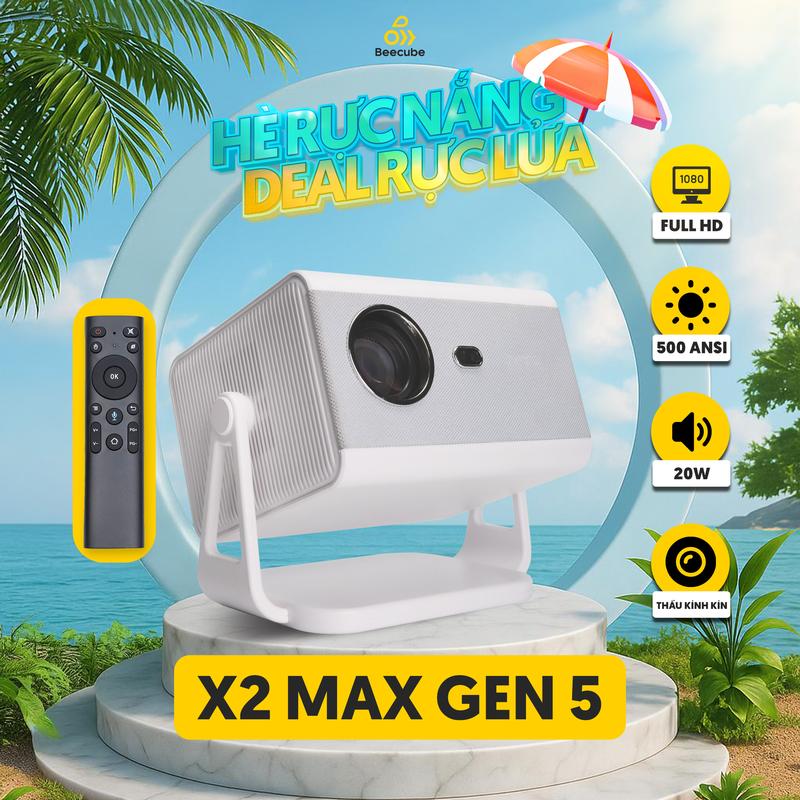 [FLASH SALE] Máy Chiếu Mini Cao Cấp Beecube X2 Max Gen 5 - Full HD Hỗ Trợ 4K - Bảo Hành 1 Đổi 1 Trong 12 Tháng, Máy Chiếu Tích Hợp Âm Thanh, Độ Sáng Cao