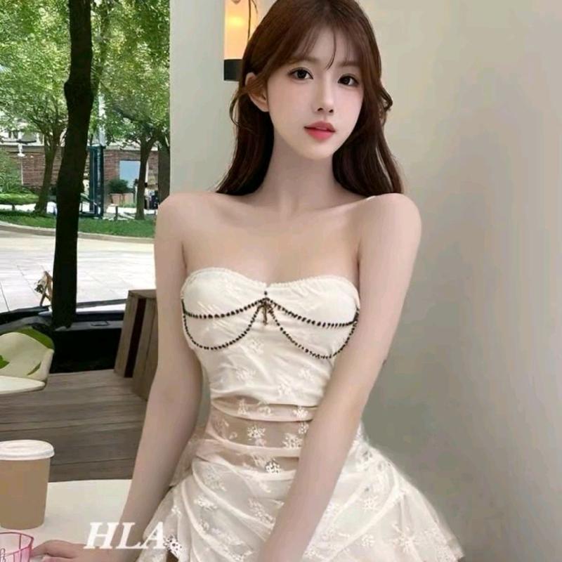 Áo quây tua rua dài kèm dây hàng quảng châu phong cách nhẹ nhàng thùy mị 1