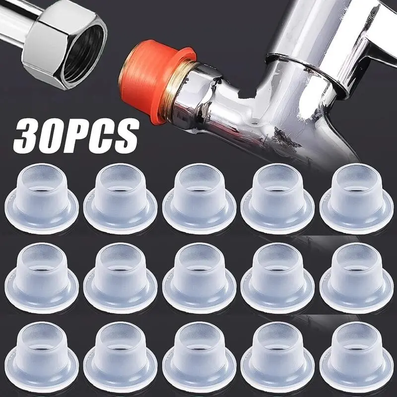 Miếng đệm niêm phong chống rò rỉ vòi, 30 chiếc, với máy giặt niêm phong ống cao su ren, băng keo thô silicon, van tam giác, phích cắm lắp ống