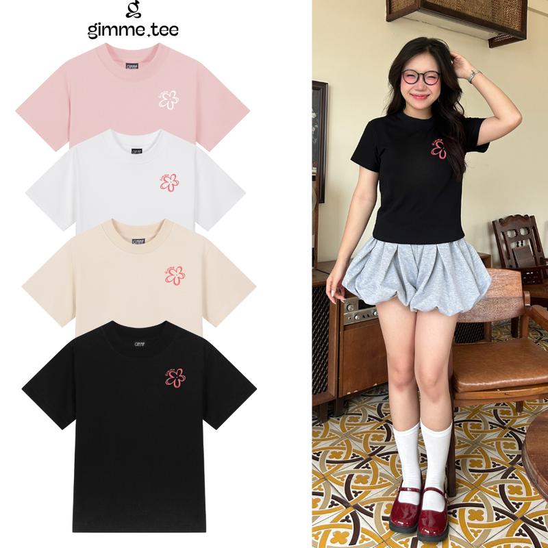Áo Babytee Gimme - Form Nữ Cổ Tròn - Hình In Pet Hoa Cổ Tròn - Cotton 250gsm 2 Chiều