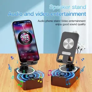 Wireless Bluetooth Speaker Foldable PhoneHolder Stand Desktop Anti-Slip Mobile Phone