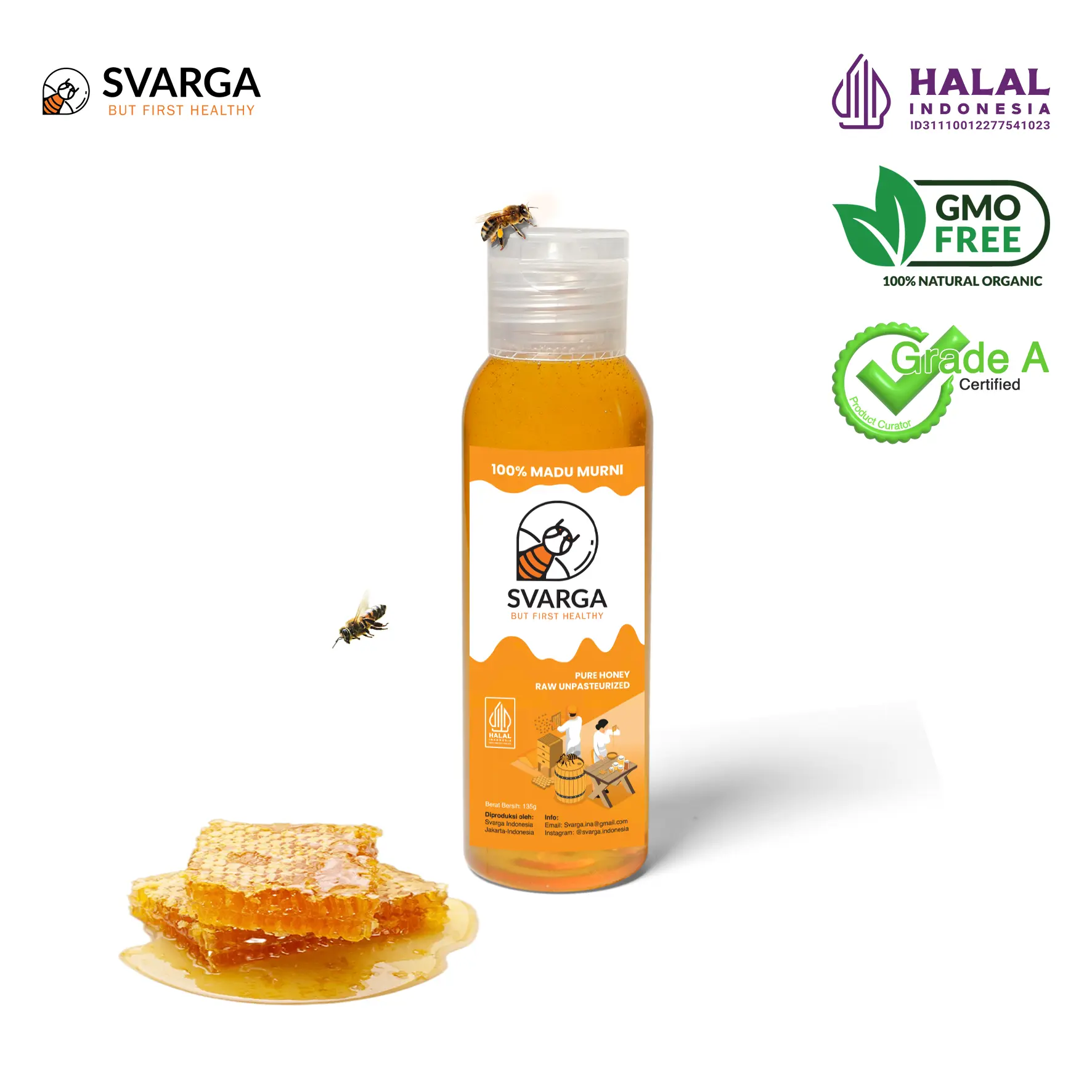 Madu Murni Svarga 135gr - Organic Pure Honey Raw Unpasteurized