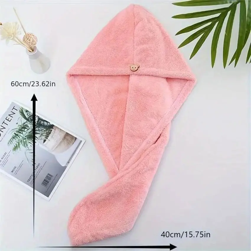 Mũ Sấy Tóc, Nhanh Khô, Chất Liệu Microfiber, Mũ Khăn Tóc, Dành Cho Nữ, Mũ Tắm, Màu Trơn Thấm Hút Siêu Tốt, Kiểu Khăn Xếp, Mũ Sấy Tóc, 1 Chiếc