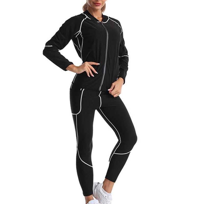 Sauna Suit Set Sweat Suit for women Long Sleeve Zipper Shirt and Leggings for Comfort and Performance Workout Top Slimming Sauna Shirt Weight Loss Compression fast sweating track suit Gym Weightlifting Running Fitness Cycling Yoga Pilate 6