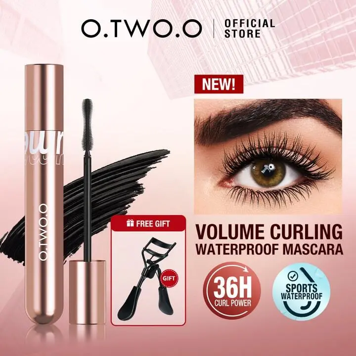 O.TWO.O Mascara Waterproof Long Lasting 36H Volume Curling Smudge-proof long lash Easy to Wear Eye Makeup Cream Curler Eyelash Cosmetic