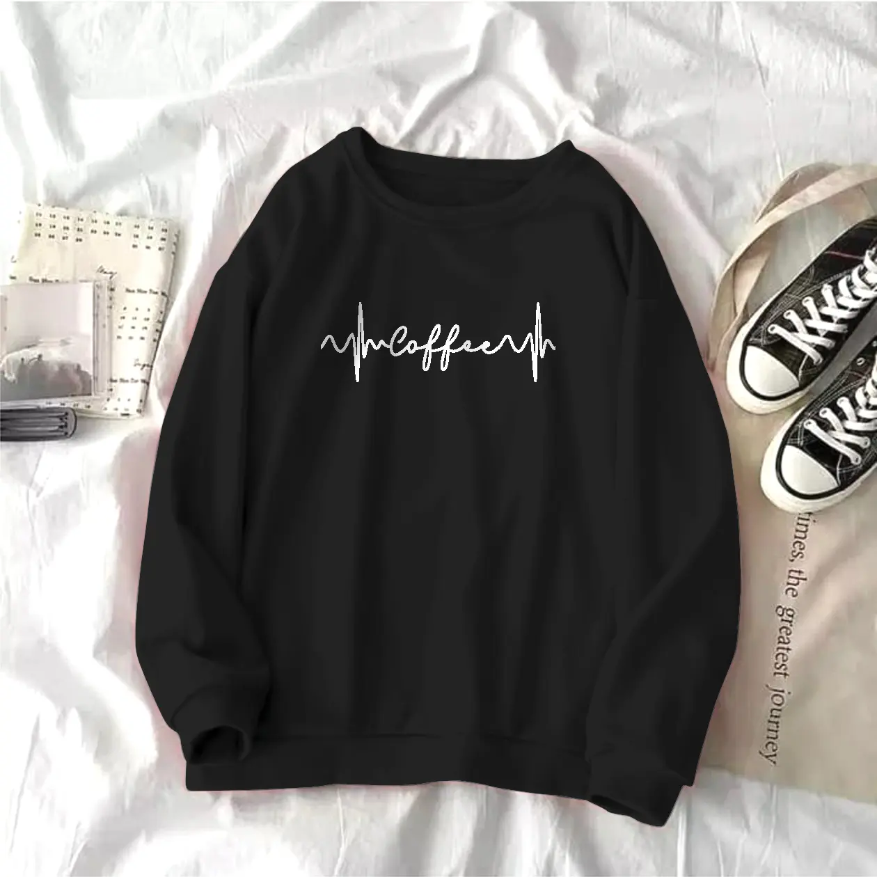 COFFEE BEAT Look Sweater  Sweatshirt  Lengan Panjang Pria dan Wanita Kekinian Terbaru Bisa Bayar Di Tempat COD Ukuran L XL XXL