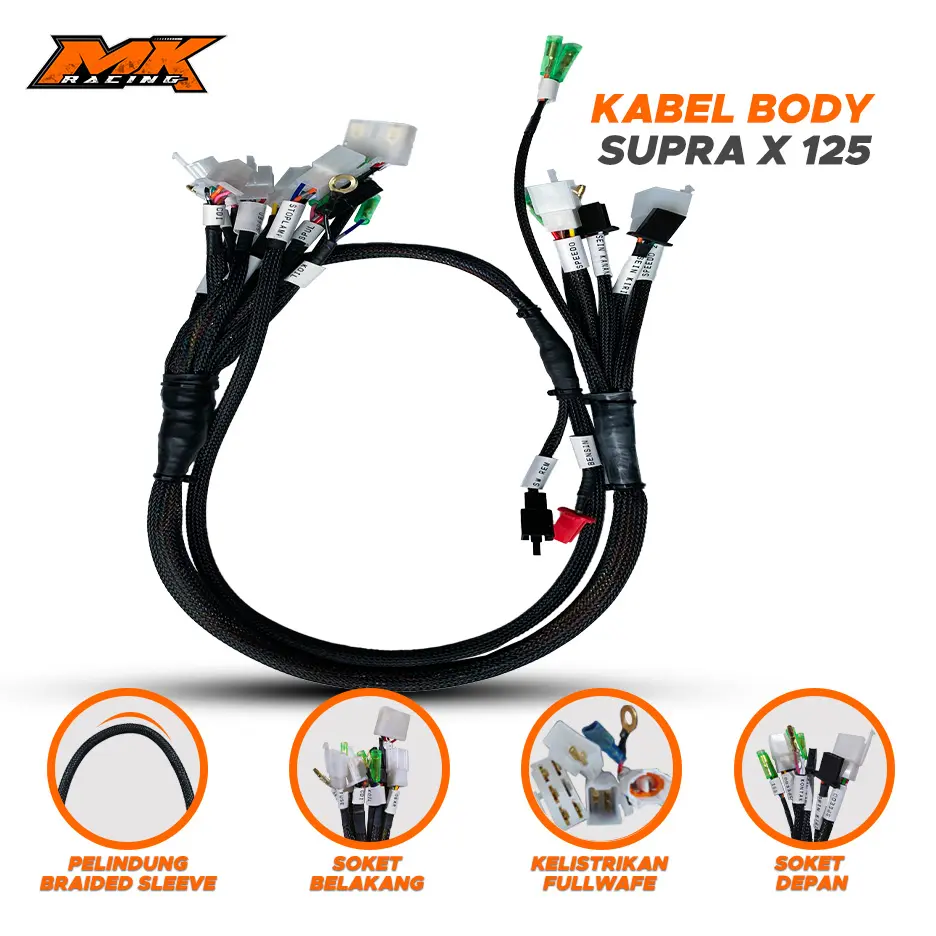 MK Racing Kabel Body Supra X 125 Lama KarismaX KPH Fullwave Tatanan Rapih Serat Braided Sleeve 1 Sold