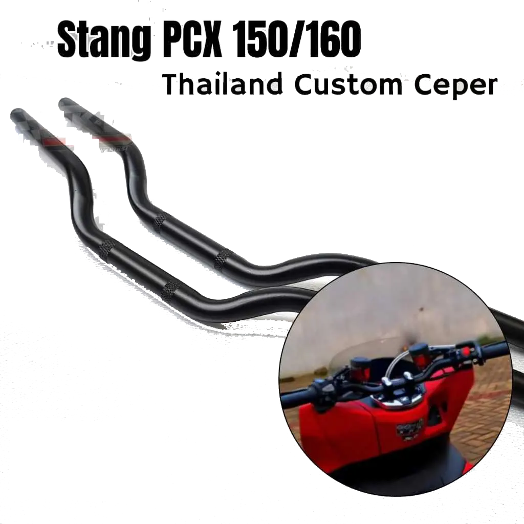 Stang Stir Setang Setir PCX Hitam Ceper pendek Custom vins thailand setang PNP PCX 150 160 Bahan Besi Tebal lebih kuat