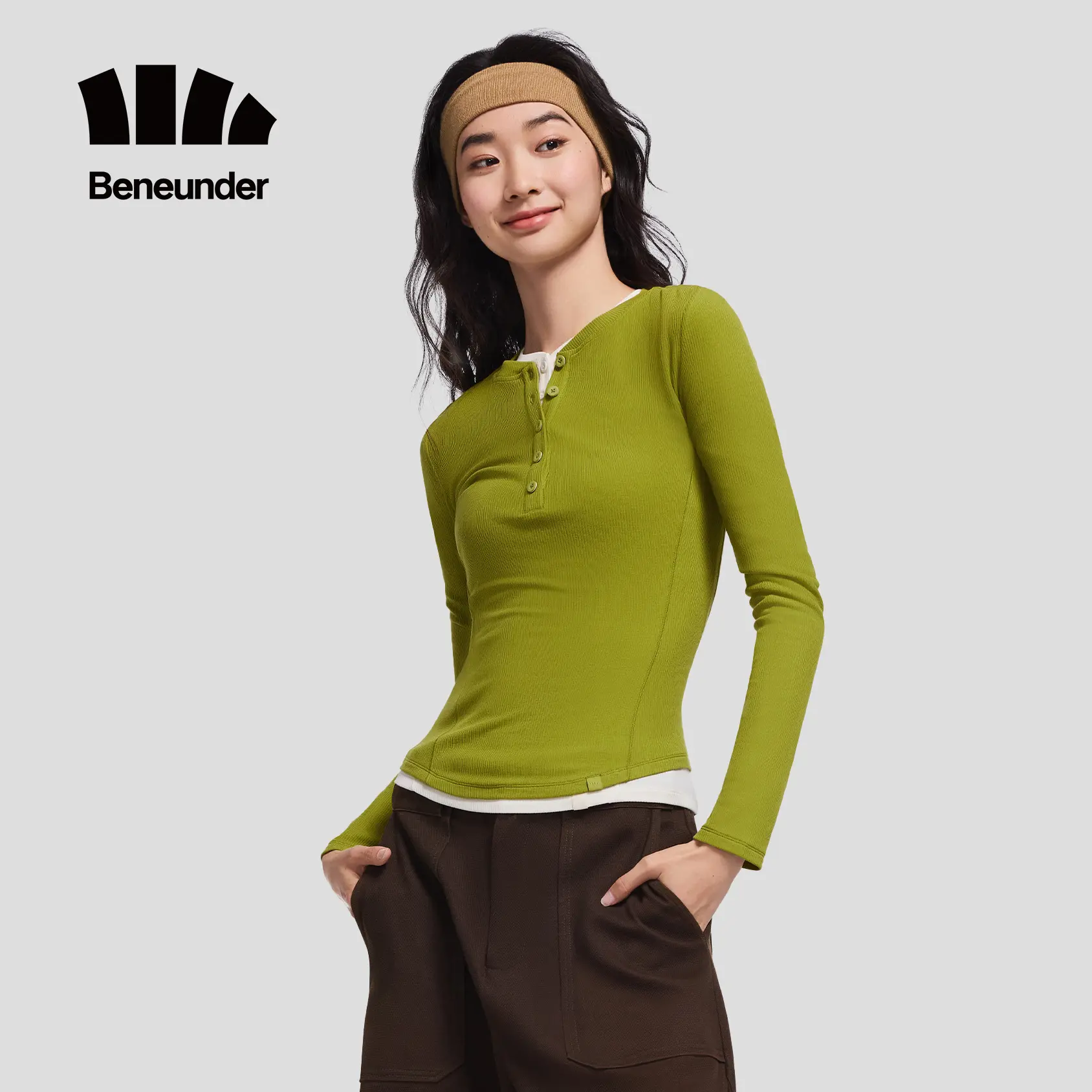 Beneunder SF93524, Women's Base Layer Top, Half-Open Neckline, Basic Warmth, for Ladies, Casual Wear