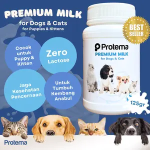 NATURAL PREMIUM MILK FOR CATS & DOGS | PROTEMA | 125 GR | Susu Kucing Anjing Kitten Puppy, Multivitamin Lengkap Nutrisi Seimbang | Zero Lactose
