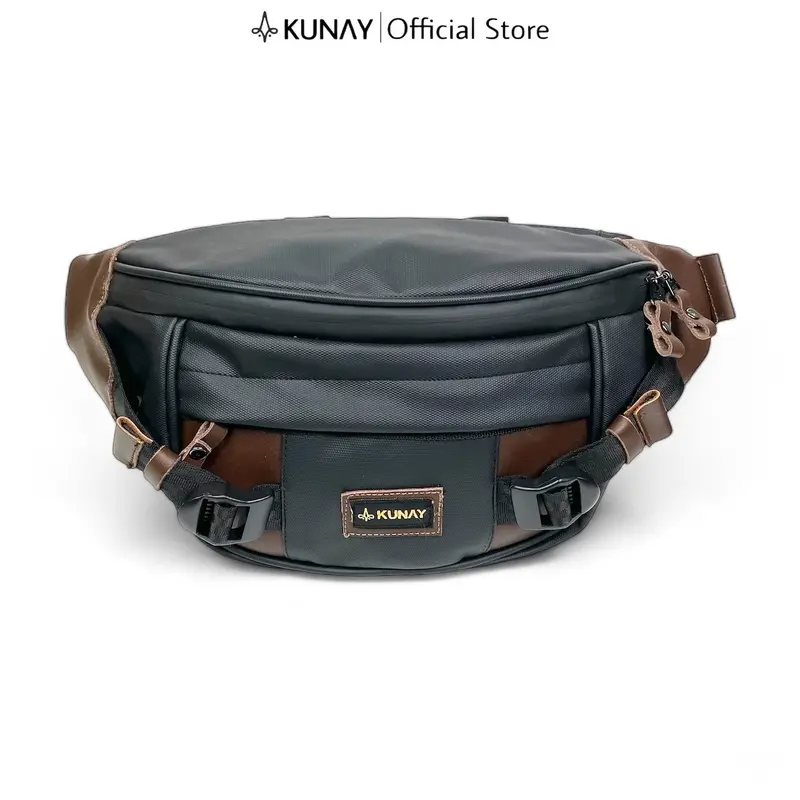 Kunay - ORIGINAL PREMIUM ORCA Waistbag Selempang Pria Waterproof Tas Pinggang Hitam Kombinasi Multifungsi Cowok Kado pasangan Slingbag 0