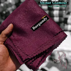 Shinar Glamour - Kerudung Hijab Segiempat Sinar Glamour Warna Burgundy 110x110 Cm Bahan Katun Eksimer Lembut Nyaman Dengan Aksen Glitter Dan Potongan Laser Cut