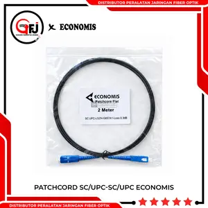 [TERLARIS] PATCHCORD 1,2, DAN 3 METER FLAT/GEPENG MERK ECONOMIS HITAM SC/UPC