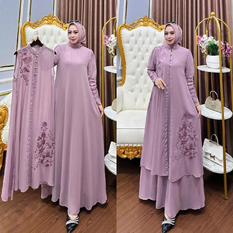 GAMIS KARINA SET ROMPI BAHAN CERUTY LD 110 PB 138 BB 45-75KG BEST SELLER    ld 120 muat bb 55-85kg 5