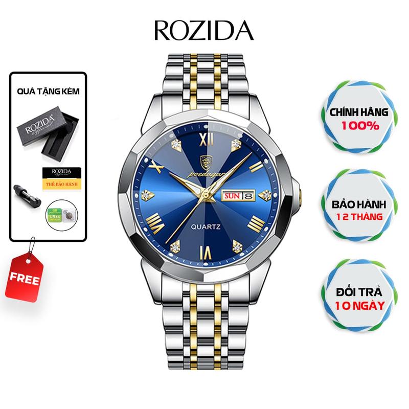 Đồng hồ nam chính hãng POEDAGAR DH03 cao cấp dây thép đúc dặc không gỉ chống nước tốt thời trang tặng dụng cụ tháo mắt dây tặng pin và full hộp BẢO HÀNH 12 THÁNG Watch Đeo Tay