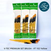 Gambar Paint Brush Set (6 Pcs) - V-TEC SET BRUSH - VT 102 YELLOW BR/6 - Kuas Lukis 1 Set isi 6 Pcs Nylon Flat & Round Brush dari SS Studios Kota Denpasar 1 Tokopedia