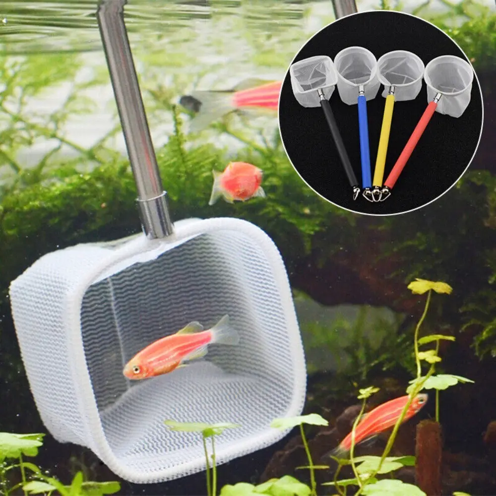 Portable For Small Fish Tank Aquarium Shrimp Catching Net 3D Shrimp Fishing Scalable Fish Fishing Aquatic Accessories Stainless Steel Rod Pocket Nets