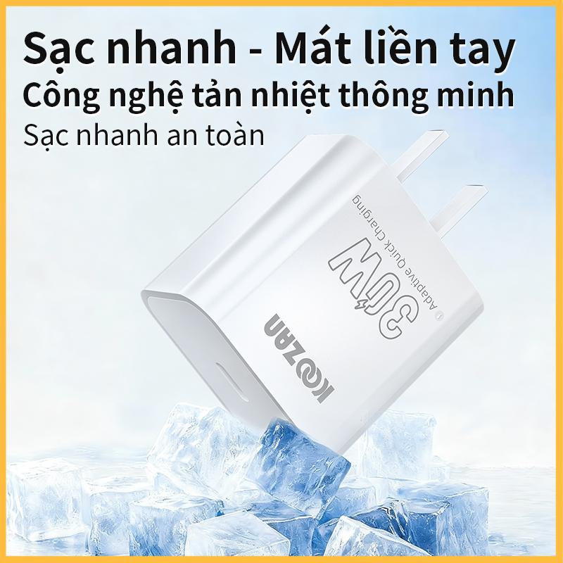 Củ sạc PD 30W sạc nhanh, cổng Type-C, dùng chung cho iP8-17, Bảo hành 6 tháng