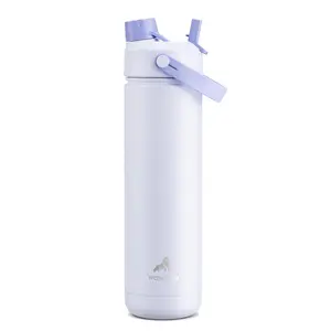 POWCAN Botol Air 26 oz Stainless Steel Insulated dengan Tutup Straw & Spout 2-in-1 Tahan Bocor Menjaga Minuman Dingin 24 Jam