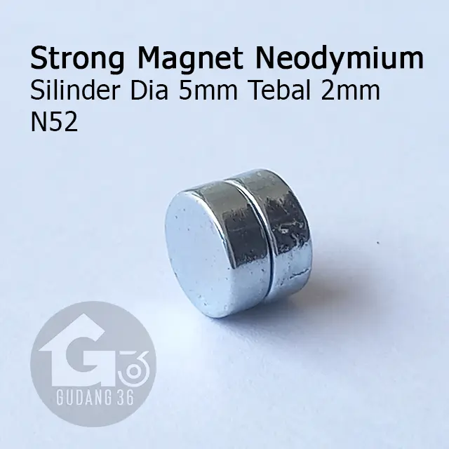 magnet neodymium n52 silinder 5x2 mm diameter 5mm tebal 2mm