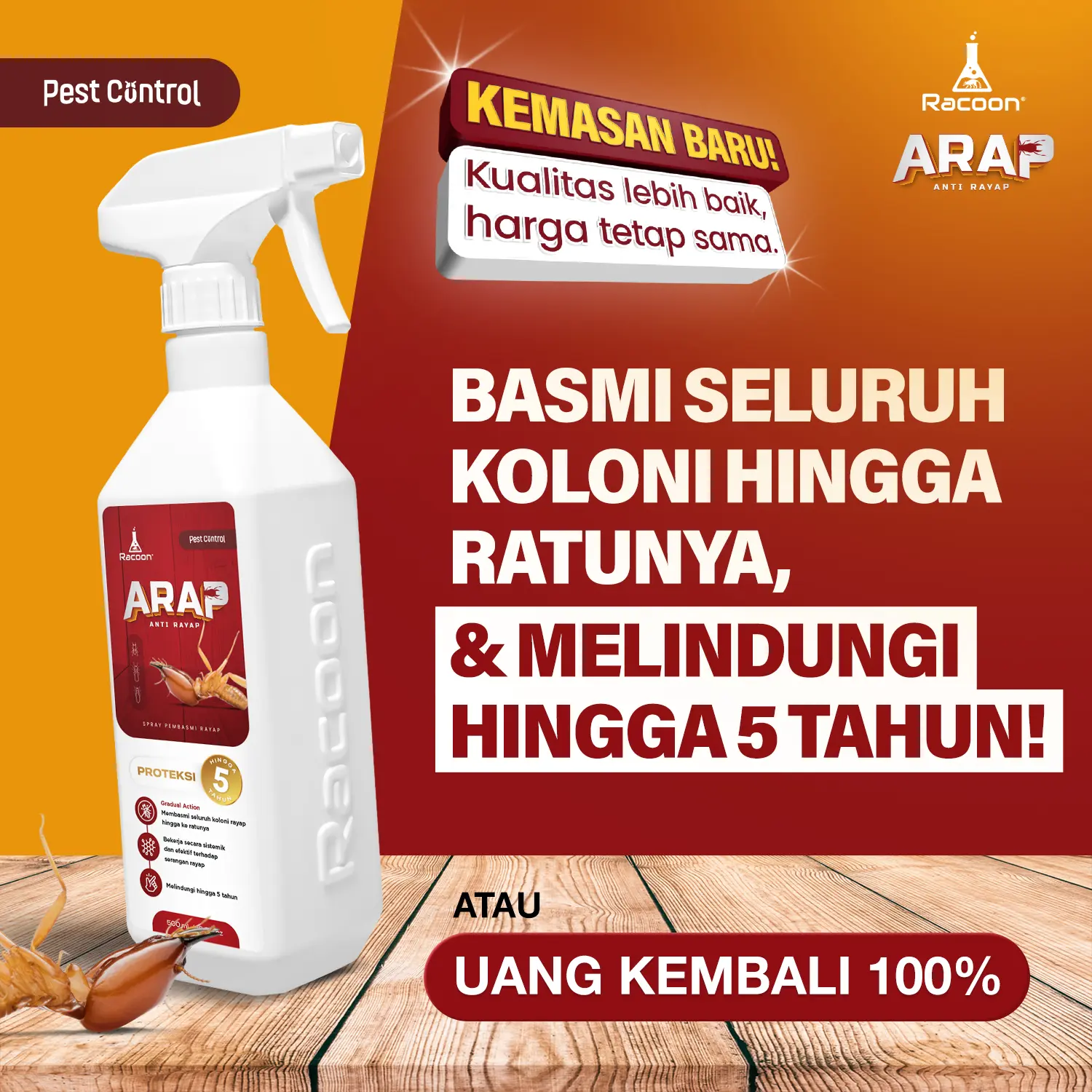 Racoon ARAP Spray Anti Rayap 600ML - Cairan Anti Rayap / Pembasmi rayap