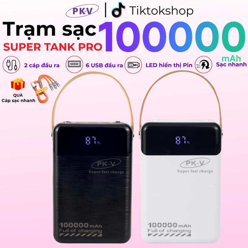 (Tặng cáp 3 đầu)TRẠM SẠC 100000mAh SUPERTANK PRO DUNG LƯỢNG CAO,Pin năng lượng di động Hỗ trợ sạc nhanh lên tới 22,5W, 2 đầu ra Sạc Pin có đèn cho tất cả các dòng điện thoại Led