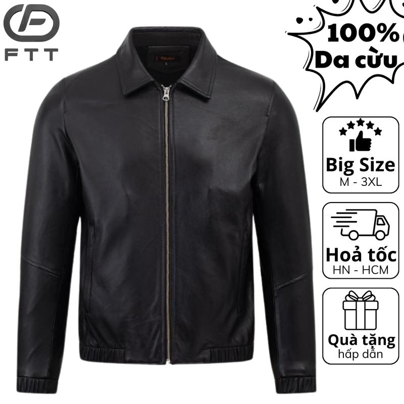 Áo da cừu nữ Collar pilot bo da thật cao cấp FTT Leather tay khoá kéo không bong tróc nổ AN416C40