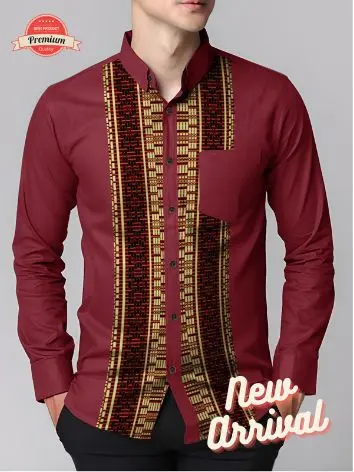 Angelaco | Kemeja Batik Batak Lengan Panjang Pria | Batik Motif Ulos Batak SE3 xxl.m l 1