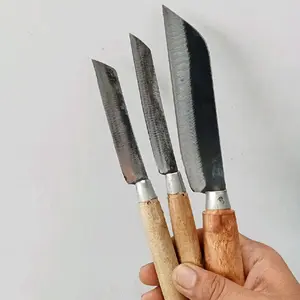 Pisau Dapur Set Paket 3 pcs 1 tanggung htam dan 2 ukur kecil bahan Baja Asli (1 tgg htam 2 unyl)