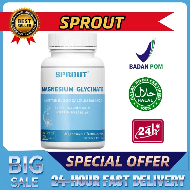 Magnesium Glycinate 105 Mg, Suplemen Untuk Mendukung Kesehatan Tidur, Jantung, Saraf, Otot Dan Metabolisme