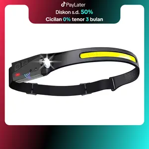 Suksestech Headlamp Lampu Kepala 5 Mode Cahaya LED COB Super Terang Sensor Cahaya FREE USB TIPE C -Headlamp-YT200 senter