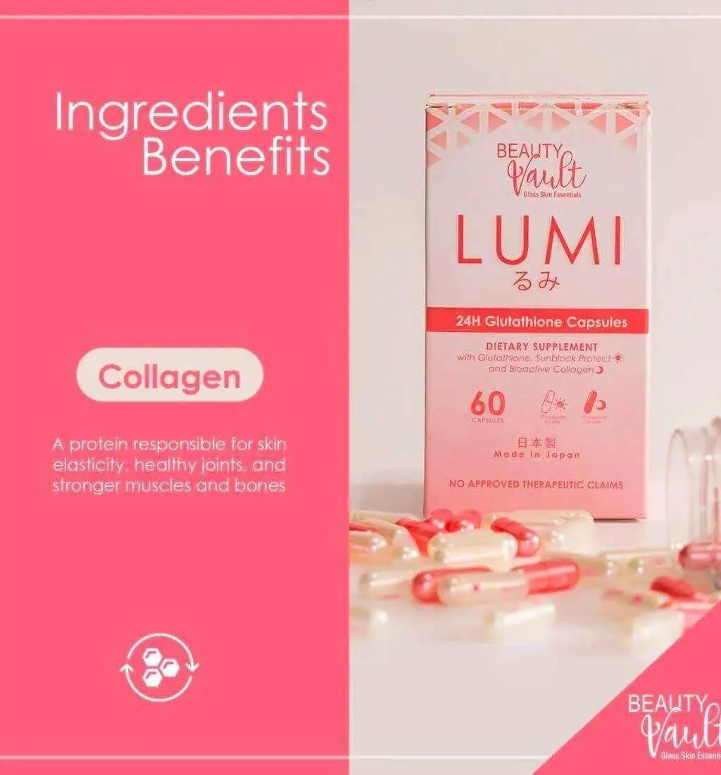 Beauty Vault LUMI 24H Glutathione Capsules 60 Count for Skin Health & Vitality Daily Dietary Supplement Edible Healthcare Fitness Beauty Vault LUMI 24H Glutathione Capsules 60 Count for Skin Health & Vitality Daily Dietary Supplement Edible Healthcare Fitness