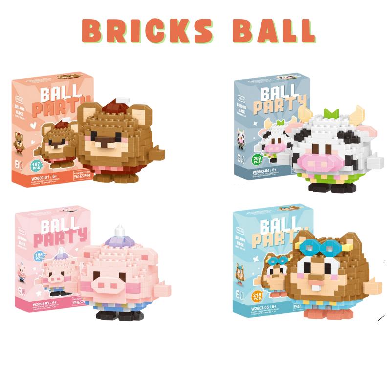JakMall Isi 6Pcs Bricks Ball Party Block Karakter Kartun Bricks Mainan Puzzle Edukasi Anak 2