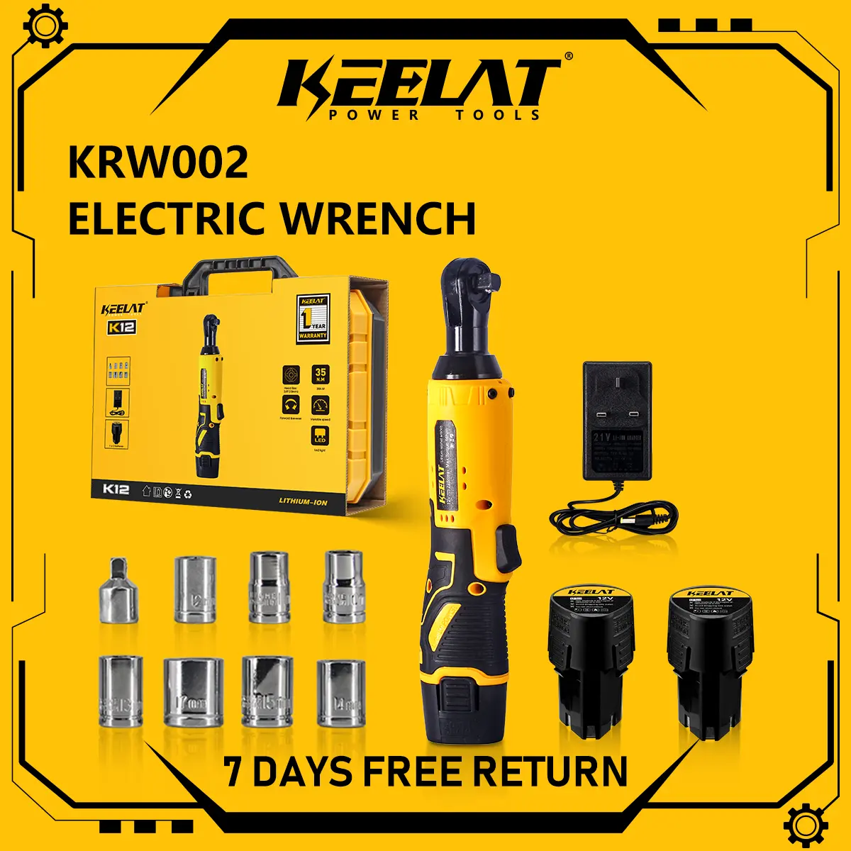 KEELAT  KRW002  Cordless Ratchet Wrench 3/8 Electric Wrench Right Angle Wrench Tool with 2 Battery Charger Drill Screwdriver Tool Electric Ratchet Wrench Screw Nut Repair Tool Hand Tool Torque Wrench Wrench Tool Set Wrench Adjustable Wrench Ratchet