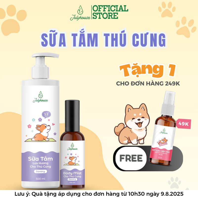 SỮA TẮM CHO CHÓ MÈO KHỬ MÙI HÔI JULYHOUSE 150ML/500ML TINH DẦU THIÊN NHIÊN AN TOÀN, DƯỠNG LÔNG MỀM MƯỢT