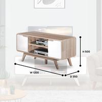 Gambar Offo Living - Rak TV Minimalis Kombinasi Putih dan Brown Teak Murah dan Kokoh dari Offo Living Furniture Kab. Bogor 4 Tokopedia